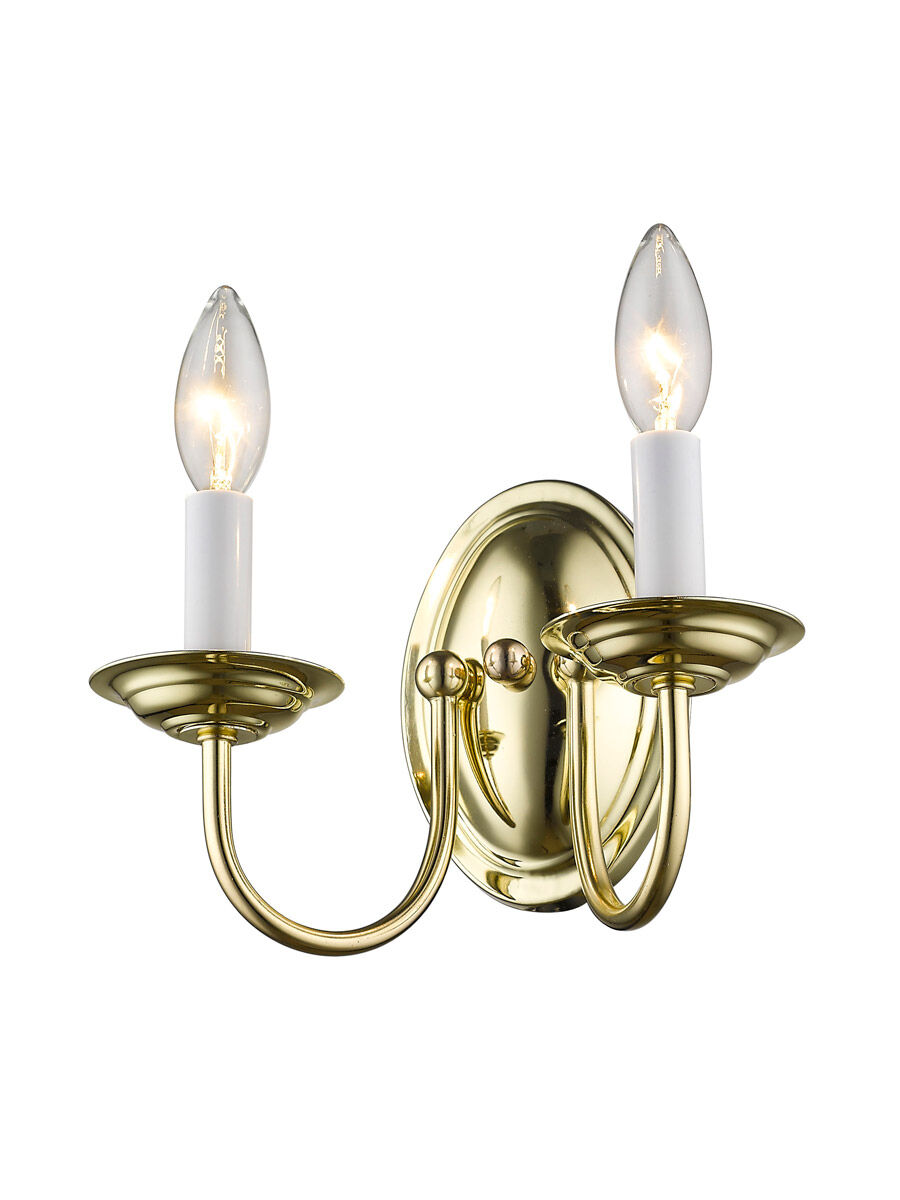 Home Basics 2 Light 10 inch Polished Brass Wall Sconce Wall Light