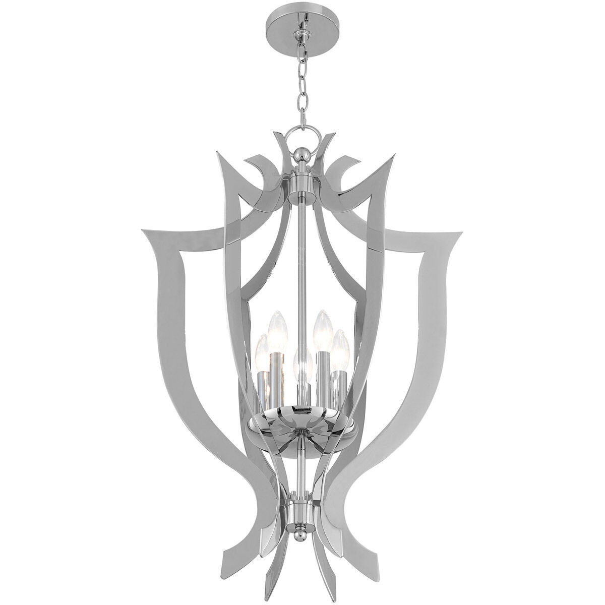 Aldrich 5 Light 21 inch Polished Chrome Lantern Chandelier Ceiling Light