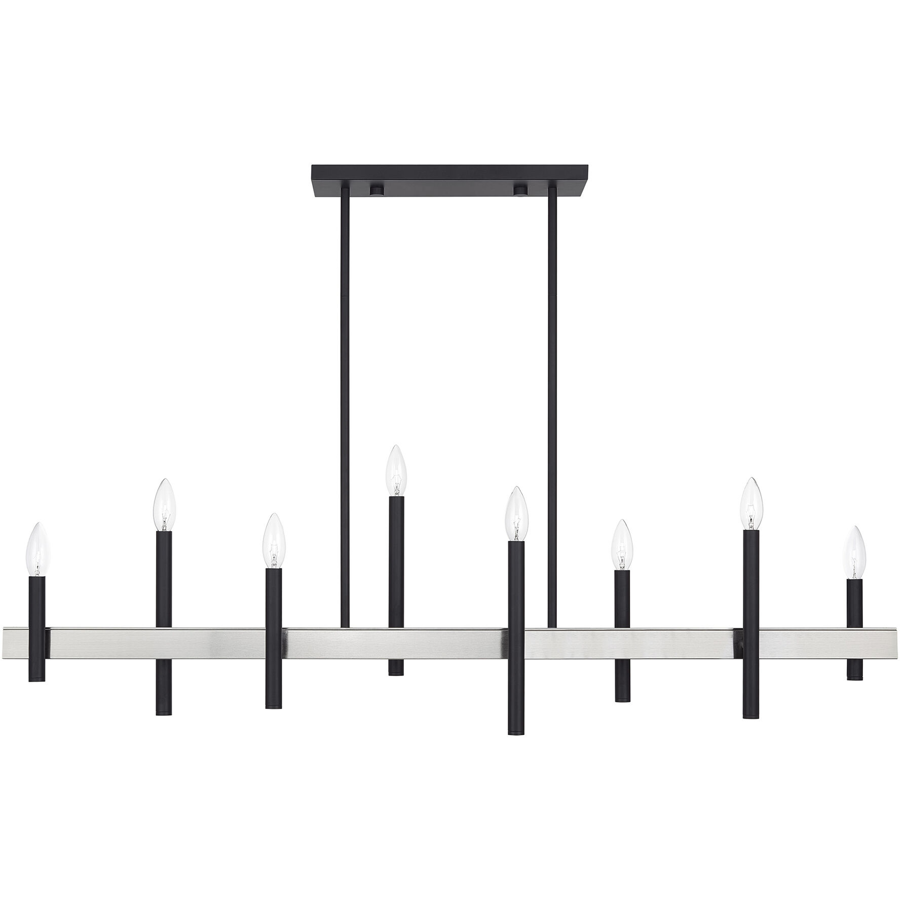 Livex Lighting 49338-04 Denmark 8 Light 48 inch Black with Brushed
