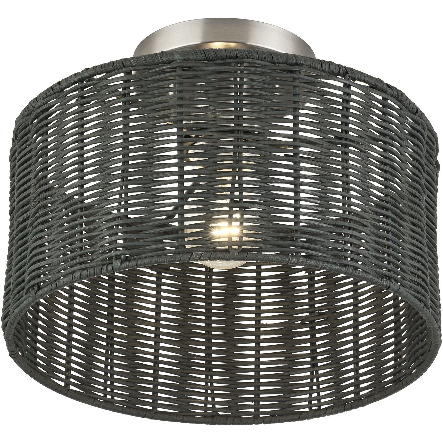 Weavington 1 Light 12 inch Brushed Nickel Semi Flush Mount Ceiling Light, Medium