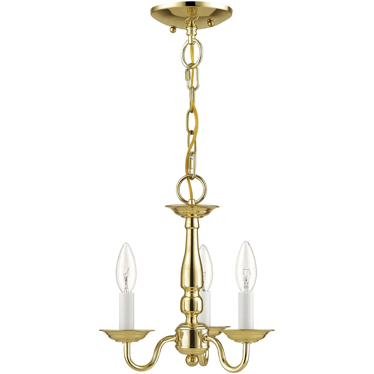 Williamsburgh 3 Light 11 inch Polished Brass Convertible Mini Chandelier/Ceiling Mount Ceiling Light