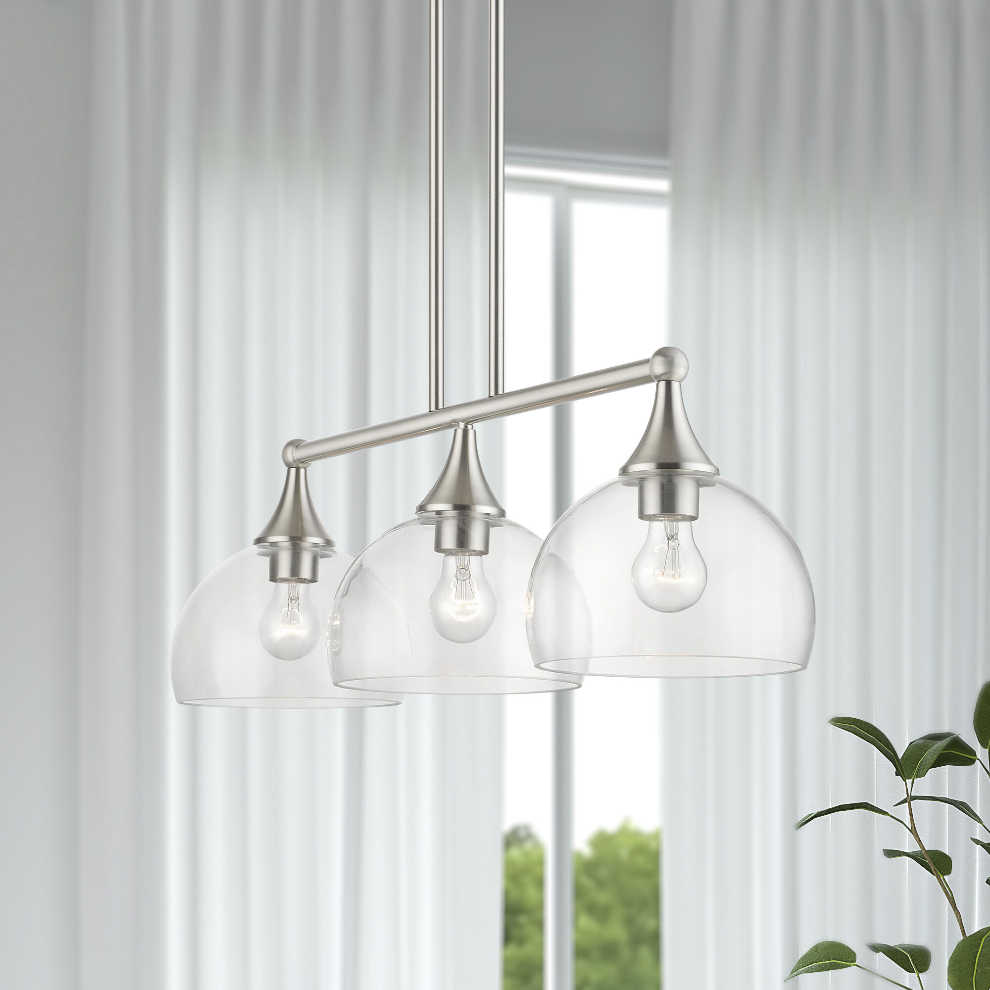 Glendon 3 Light 30 inch Brushed Nickel Linear Chandelier Ceiling Light