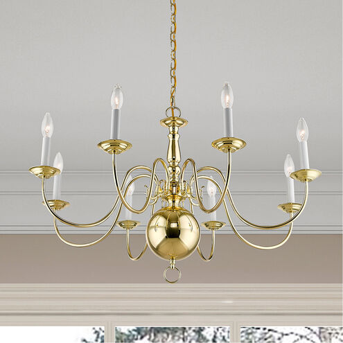 Williamsburgh 8 Light 32 inch Polished Brass Chandelier Ceiling Light
