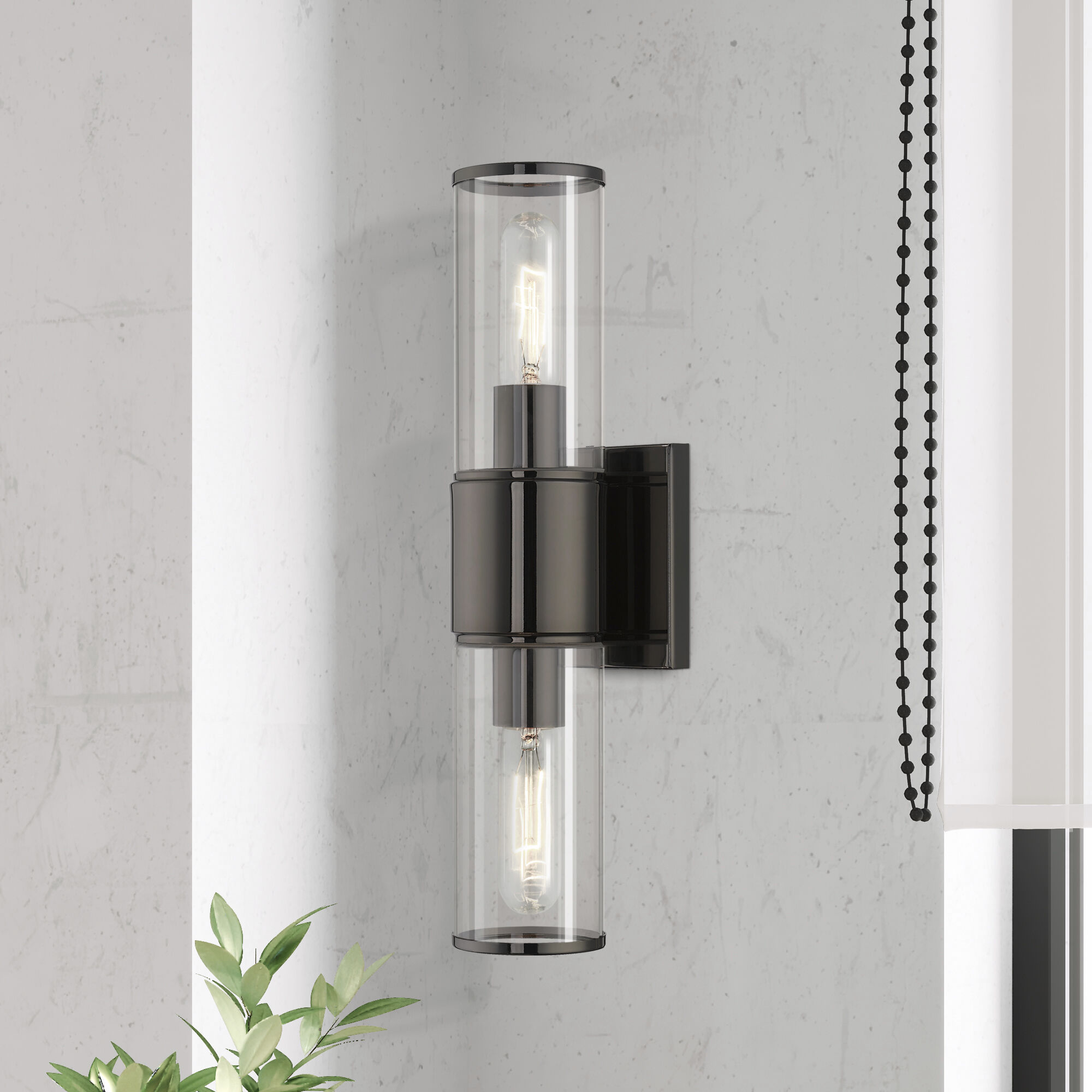 Quincy 2 Light 16 inch Black Chrome Vanity Sconce Wall Light