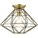 Geometric 1 Light 14 inch Antique Brass Flush Mount Ceiling Light