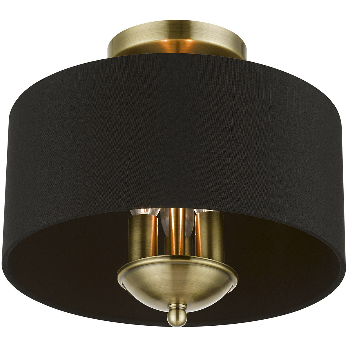 Huntington 3 Light 12 inch Antique Brass Semi-Flush Mount Ceiling Light