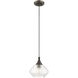 Art Glass 1 Light 8 inch English Bronze Mini Pendant Ceiling Light in Shiny Dark Gray