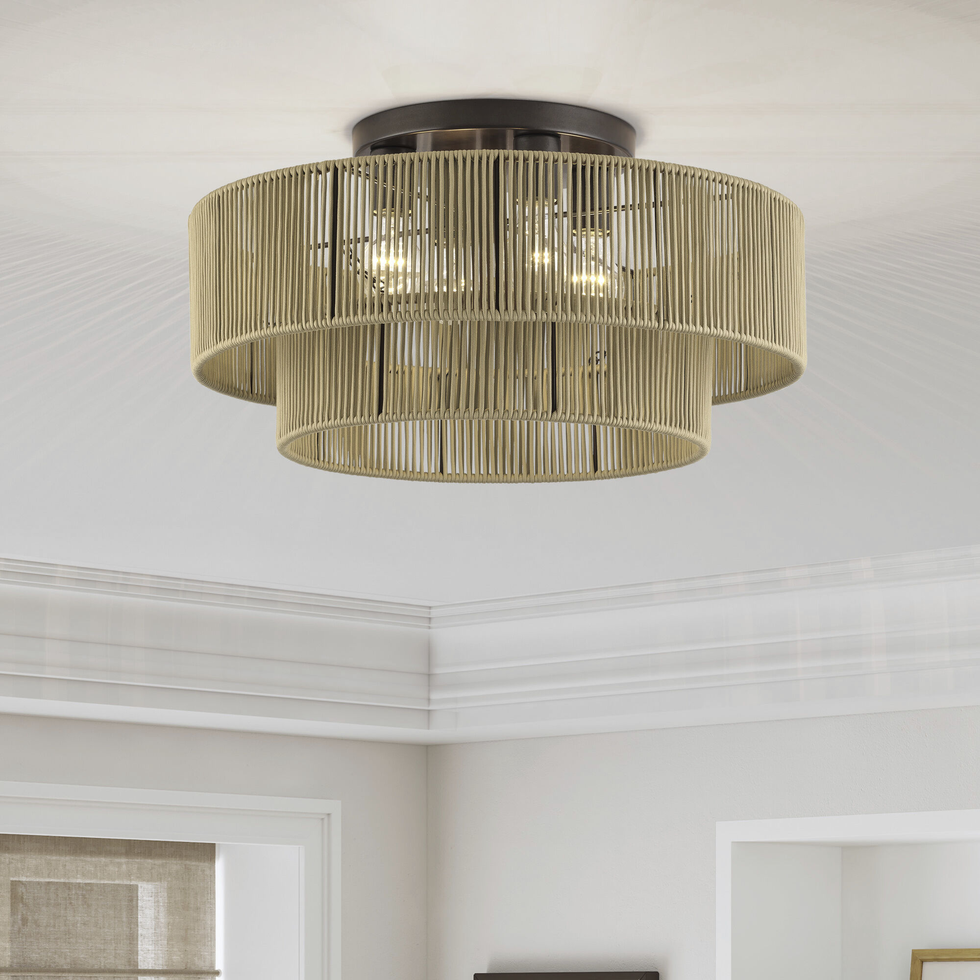 Acordia 4 Light 21 inch English Bronze Semi Flush Mount Ceiling Light, Extra Large