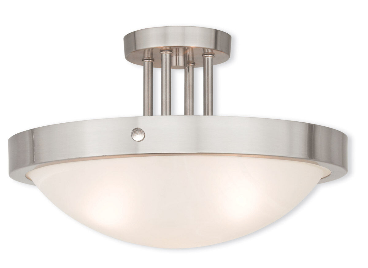 New Brighton 3 Light 17 inch Brushed Nickel Semi-Flush Mount Ceiling Light