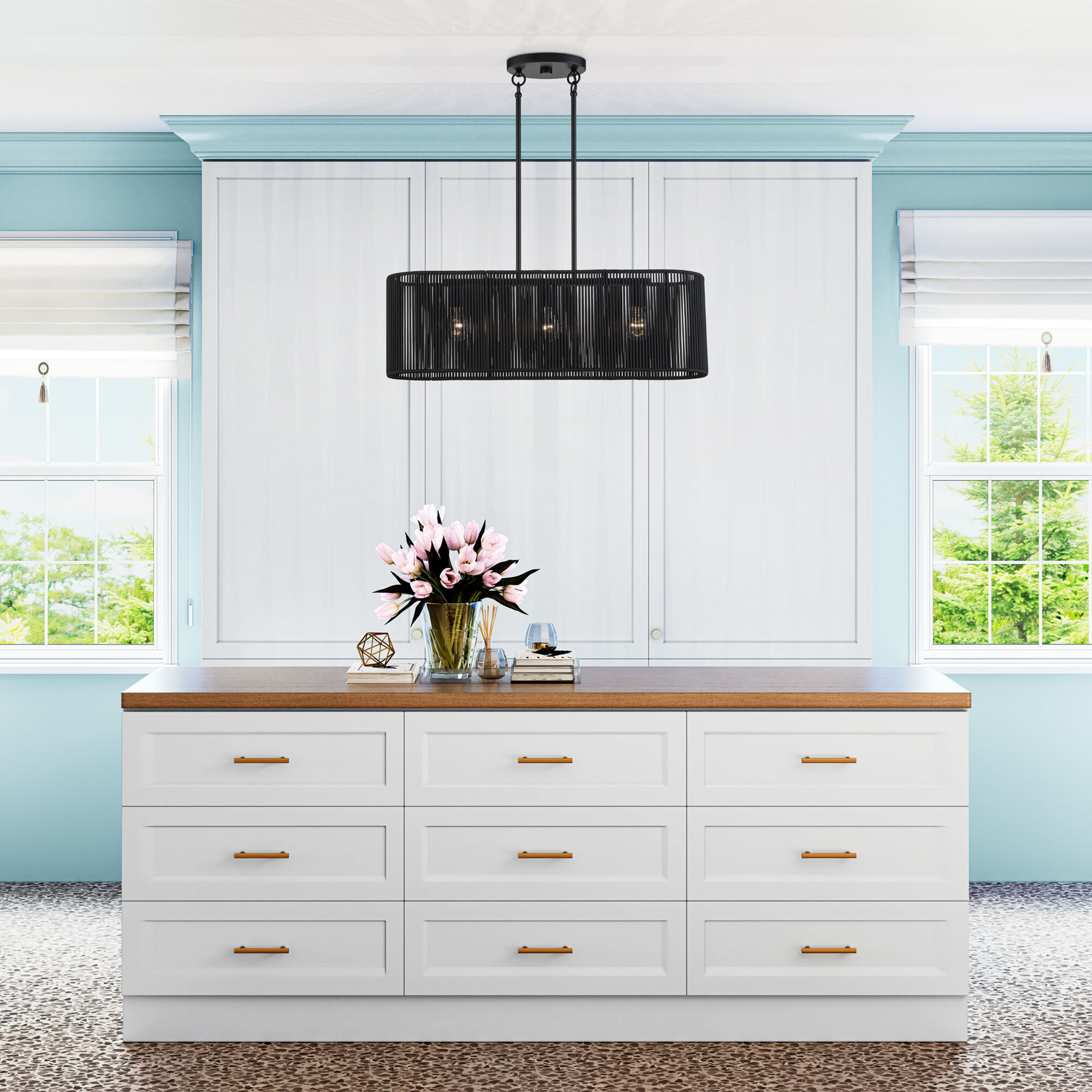 Acordia 3 Light 30 inch Black Linear Chandelier Ceiling Light, Medium