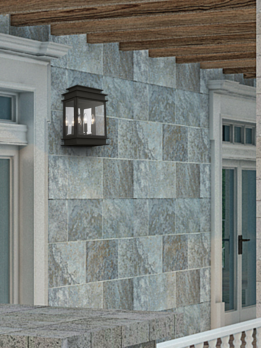 Princeton 3 Light 15 inch Black Outdoor Wall Lantern