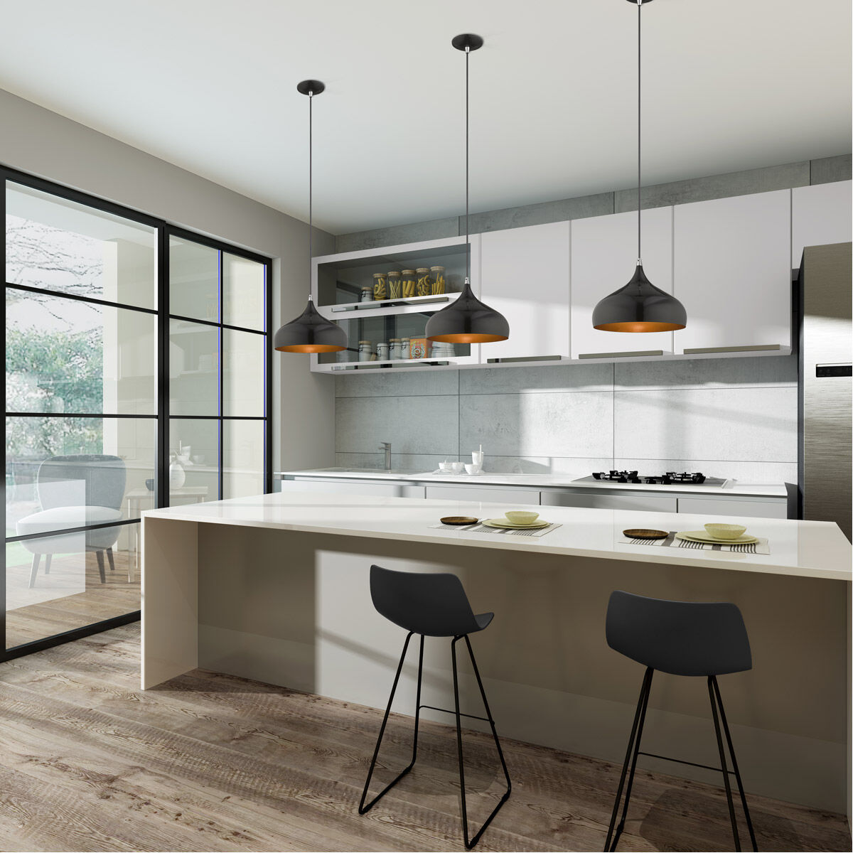 Allison 1 Light 12 inch Shiny Black Mini Pendant Ceiling Light