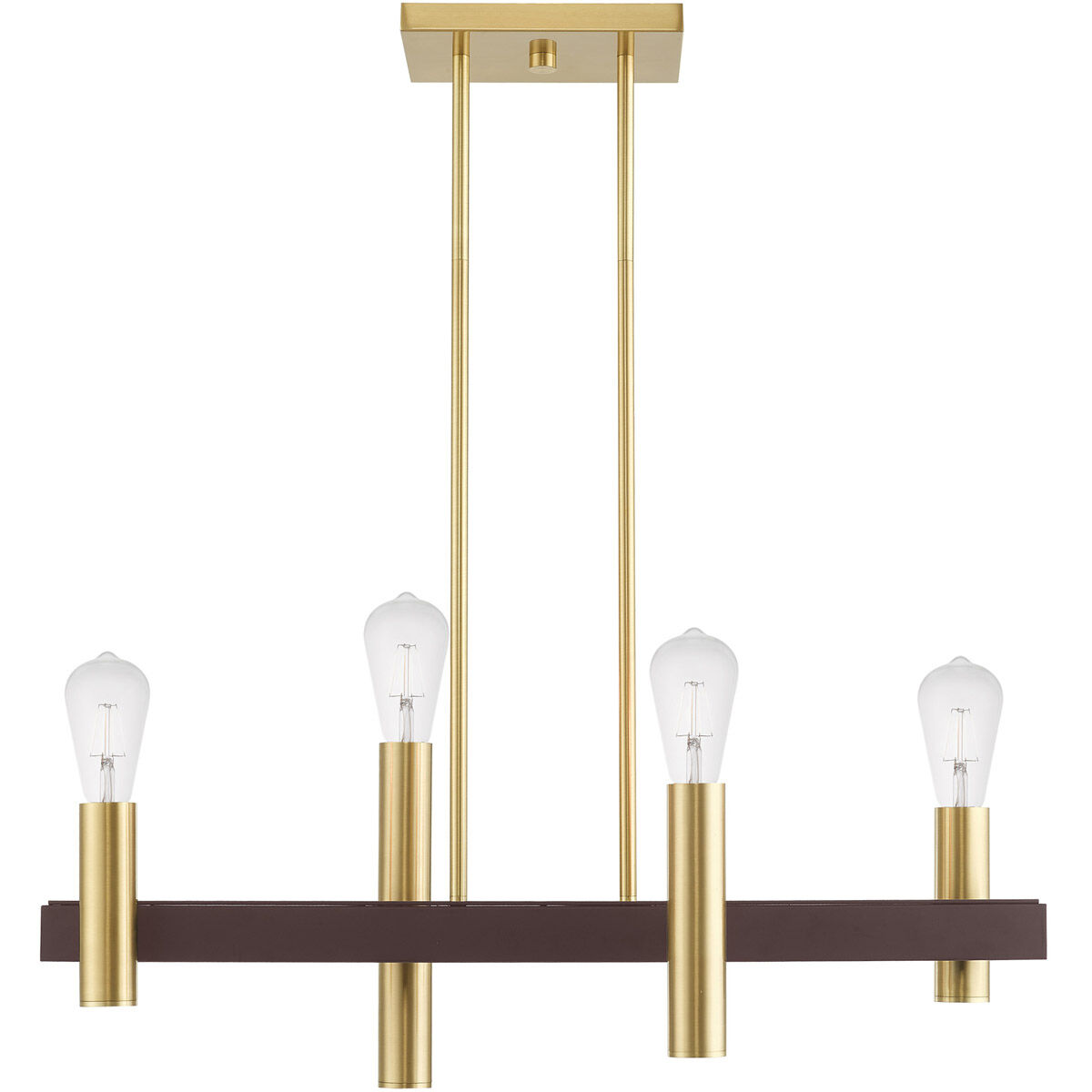 Helsinki 4 Light 8.25 inch Satin Brass with Bronze Accents Chandelier Ceiling Light