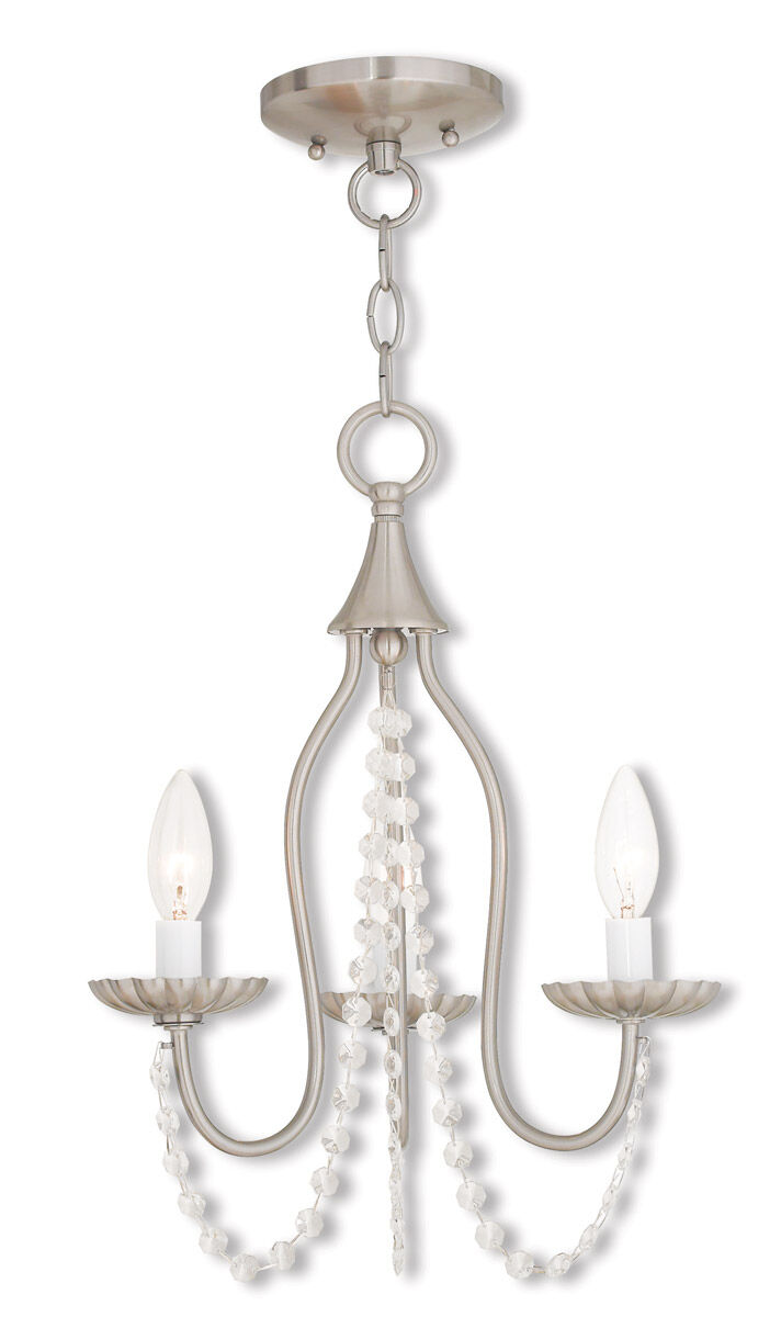 Alessia 3 Light 13 inch Brushed Nickel Mini Chandelier Ceiling Light