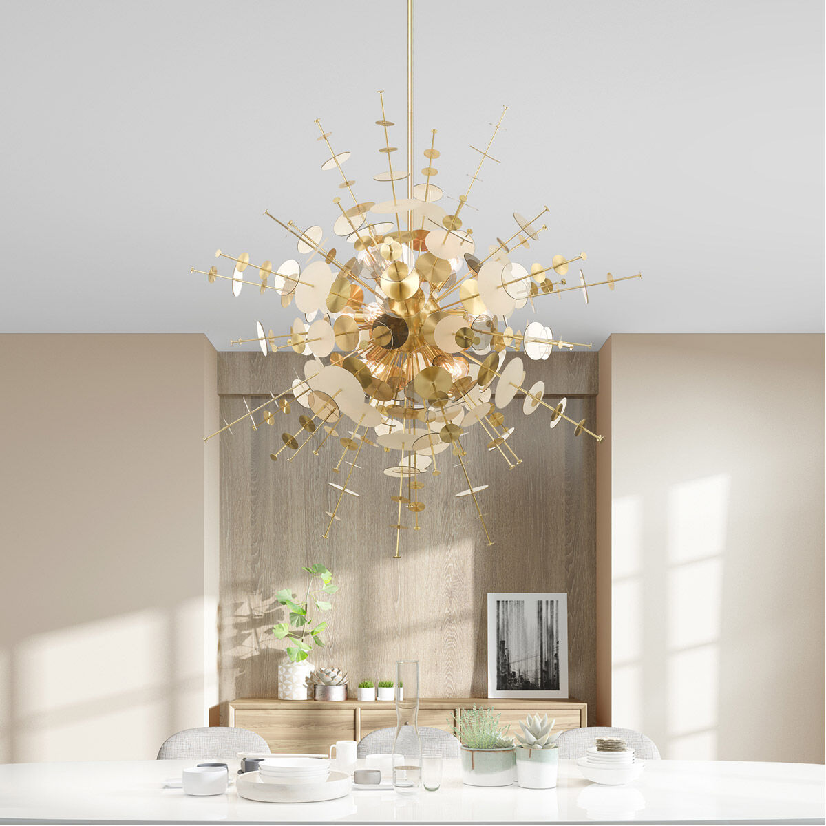Circulo 12 Light 50 inch Satin Brass Grand Foyer Pendant Chandelier Ceiling Light