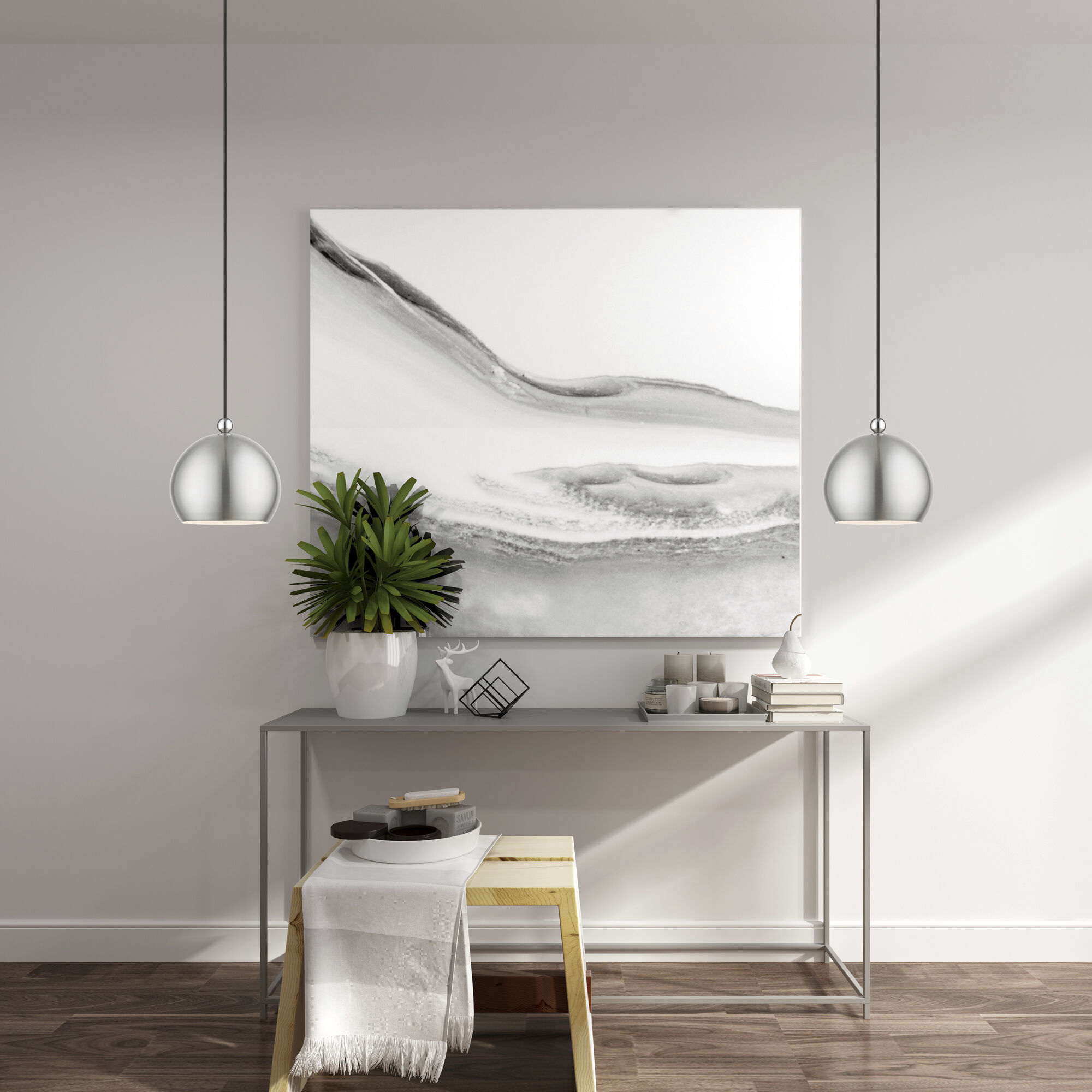 Stockton 1 Light 8 inch Brushed Nickel with Polished Chrome Accents Mini Pendant Ceiling Light, Globe