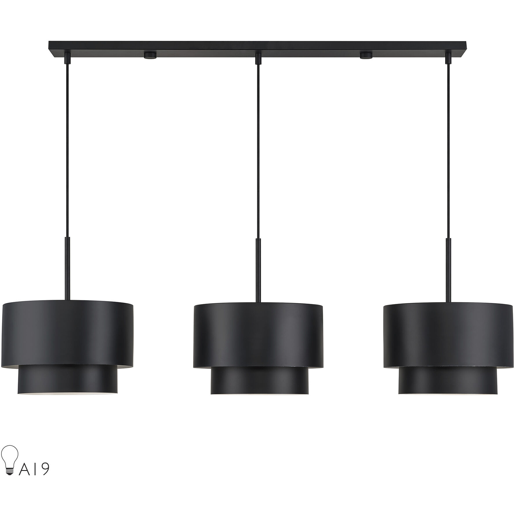 Zolana 3 Light 48 inch Black Linear Chandelier Ceiling Light, Extra Large