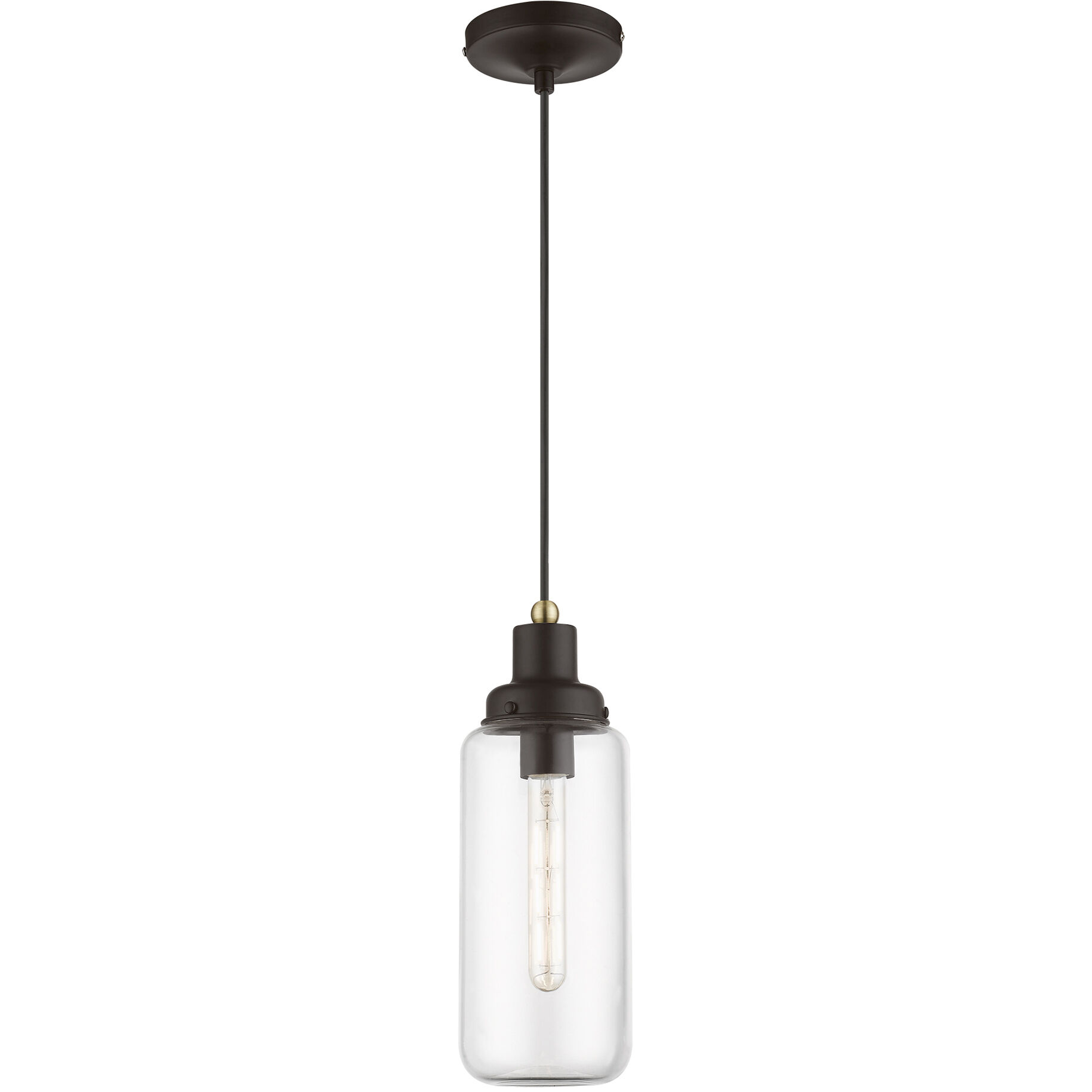 Oakhurst 1 Light 5 inch Bronze with Antique Brass Accent Mini Pendant Ceiling Light