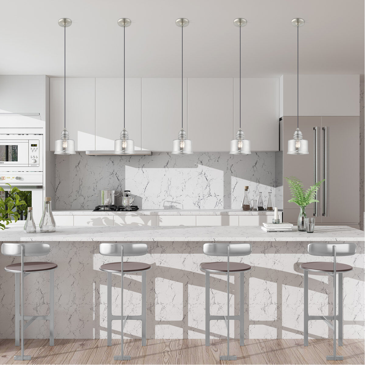 Art Glass 1 Light 7 inch Brushed Nickel Mini Pendant Ceiling Light