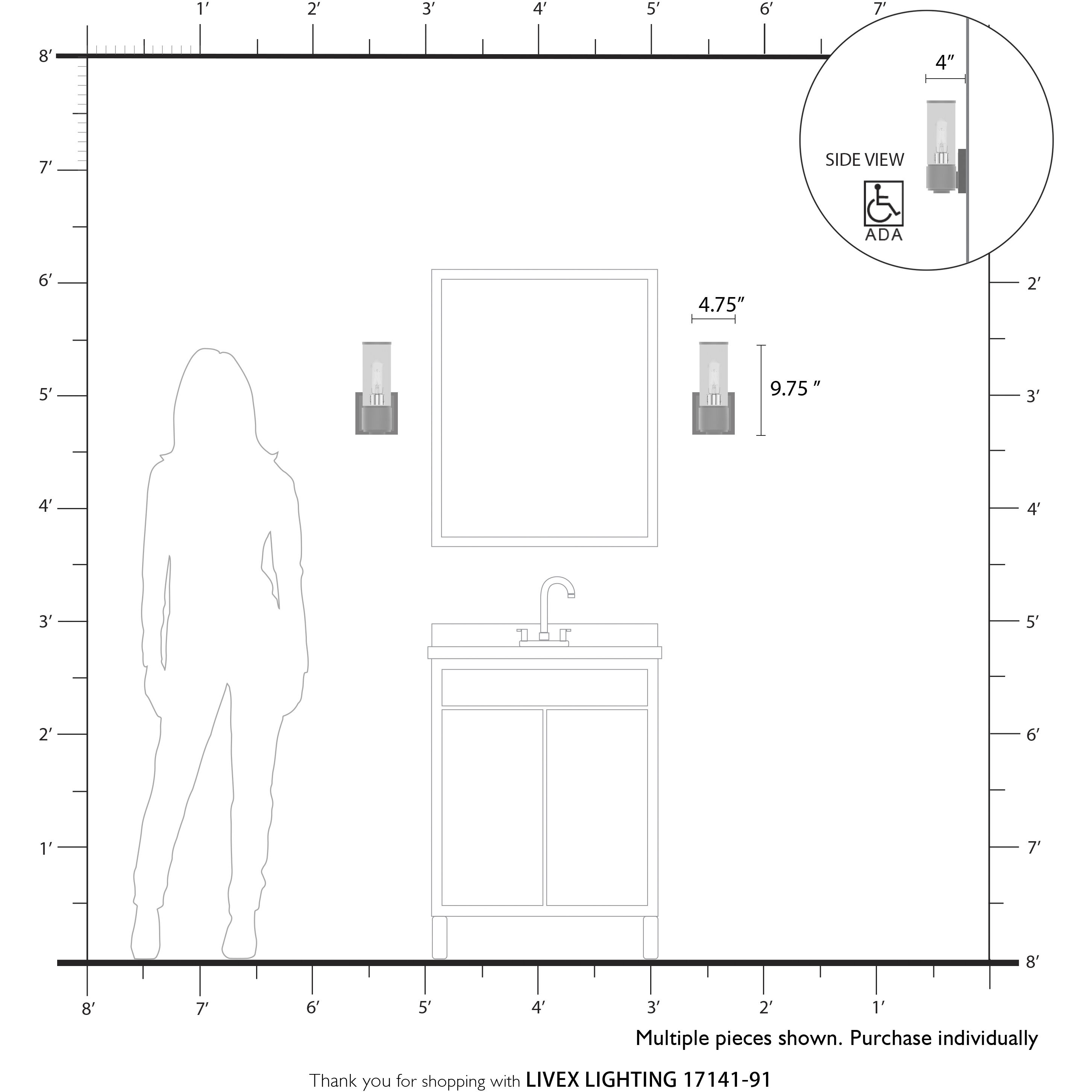 Quincy 1 Light 4.75 inch Brushed Nickel ADA Wall Sconce Wall Light