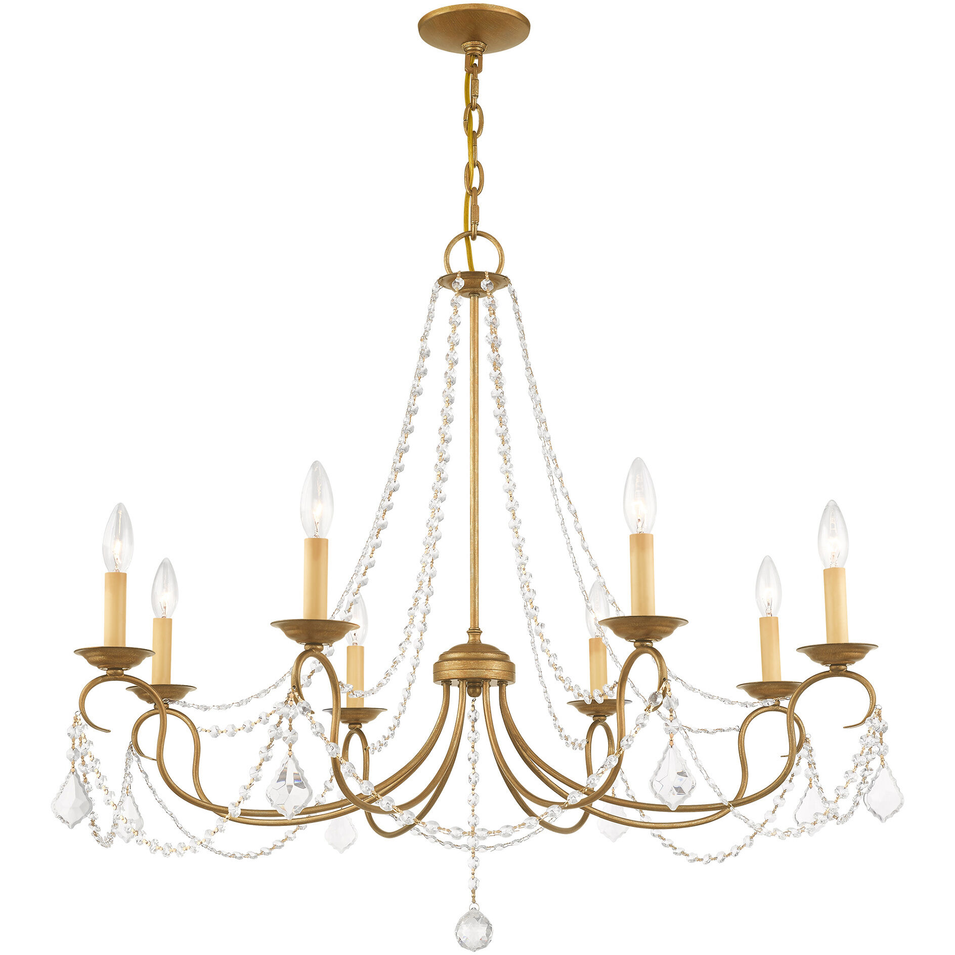 Pennington 8 Light 34 inch Antique Gold Leaf Chandelier Ceiling Light