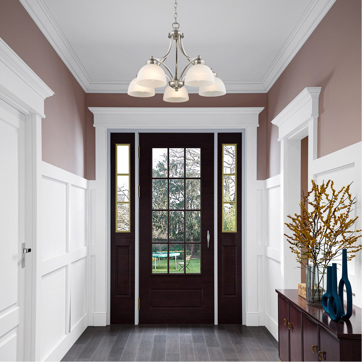 Somerset 5 Light 25 inch Brushed Nickel Chandelier Ceiling Light