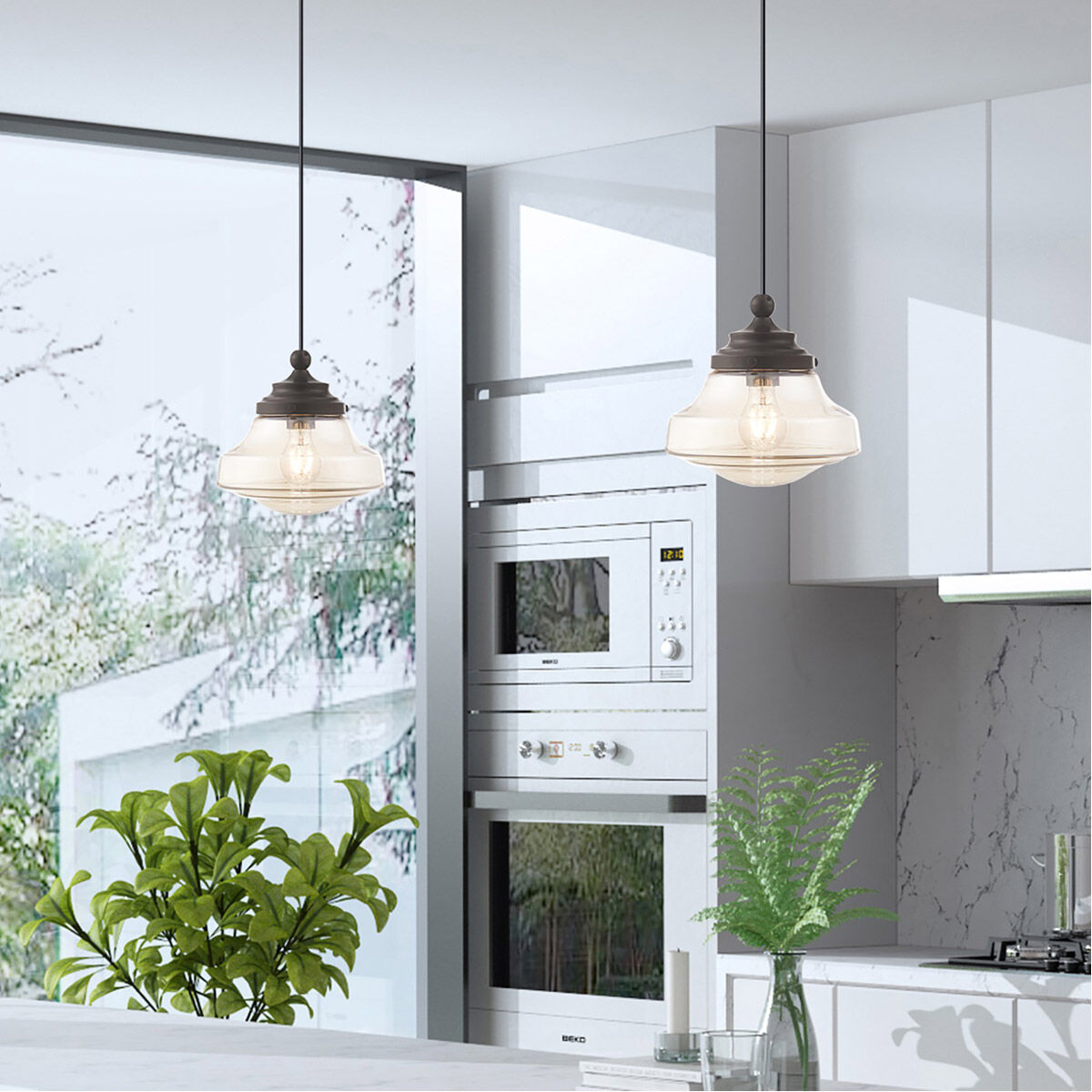 Art Glass 1 Light 9 inch English Bronze Mini Pendant Ceiling Light