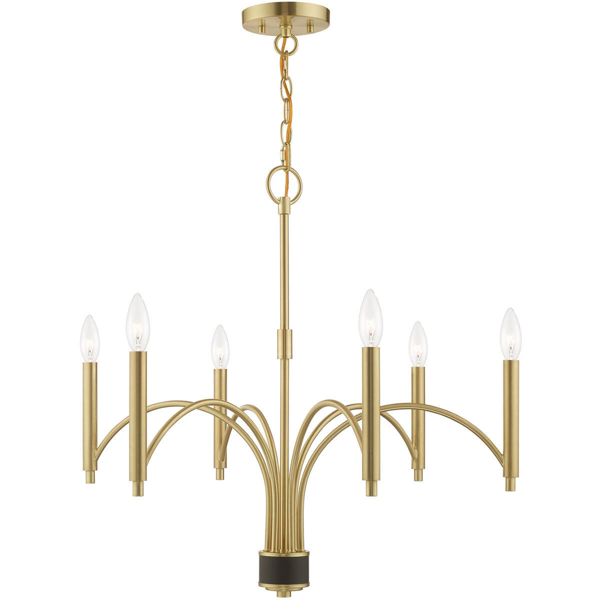 Wisteria 6 Light 26 inch Satin Brass Chandelier Ceiling Light