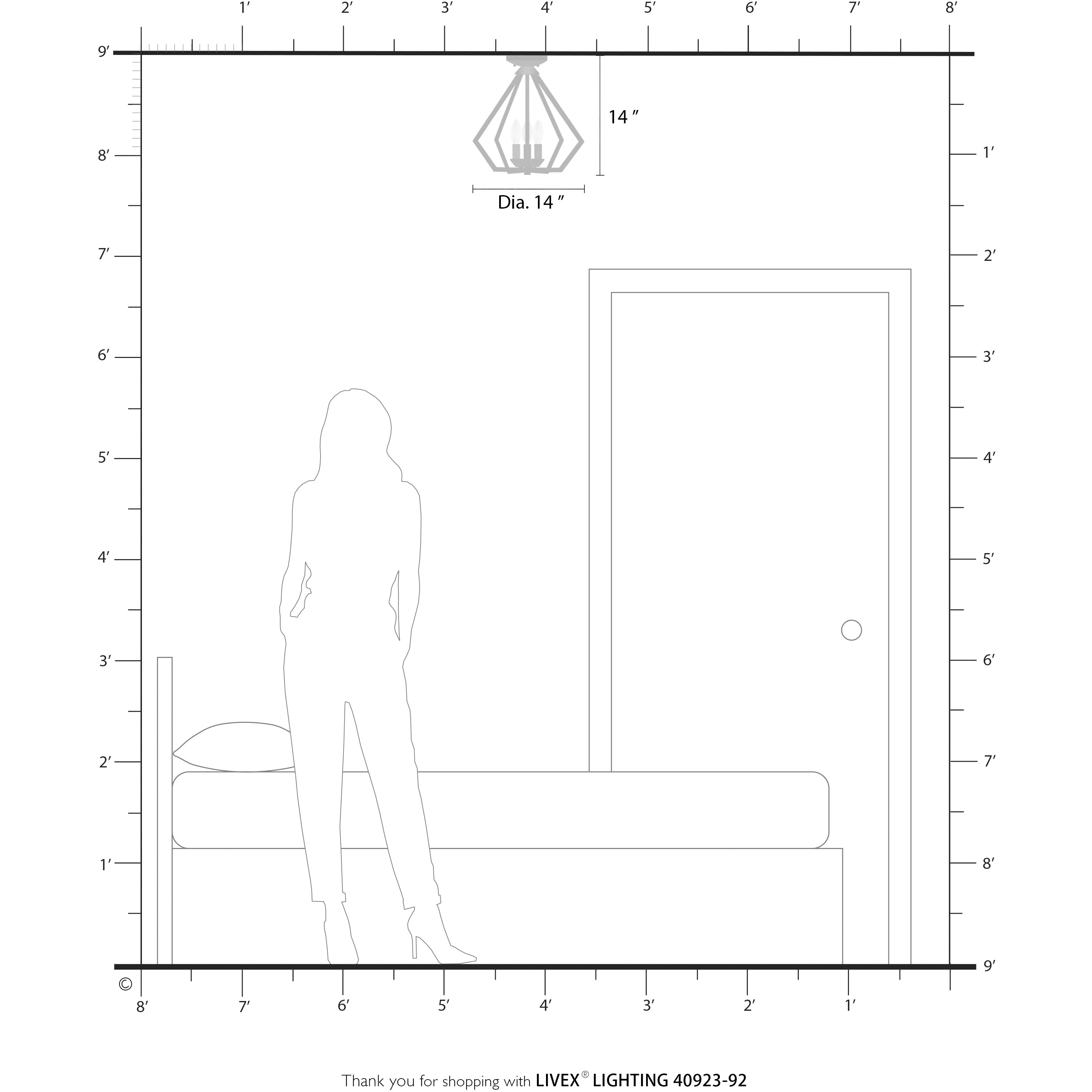 Prism 3 Light 14 inch English Bronze with Antique Brass Finish Accents Semi Flush Mount Ceiling Light