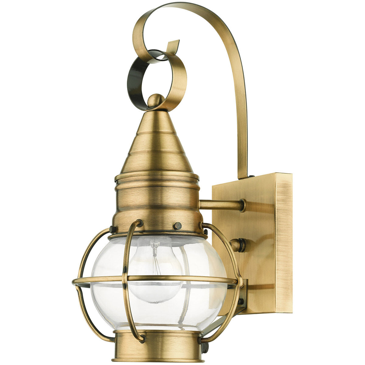 Newburyport 1 Light 14 inch Antique Brass Outdoor Wall Lantern