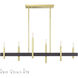 Denmark 6 Light 40 inch Satin Brass with Bronze Accents Linear Chandelier Ceiling Light