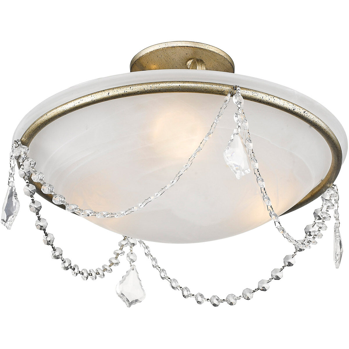 Chesterfield/Pennington 3 Light 16 inch Hand Painted Antique Silver Leaf Semi-Flush Mount Ceiling Light
