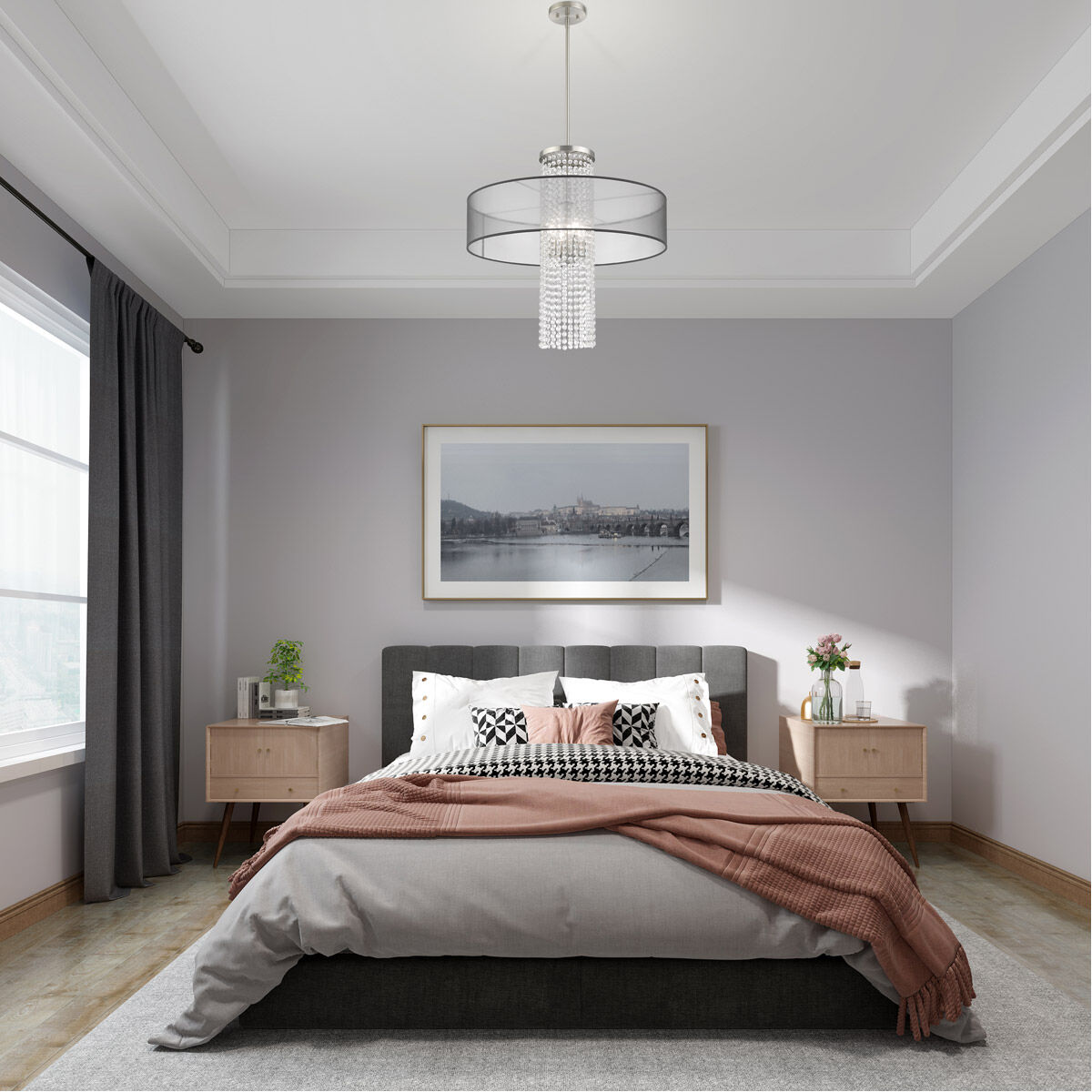 Bella Vista 4 Light 24 inch Brushed Nickel Pendant Chandelier Ceiling Light