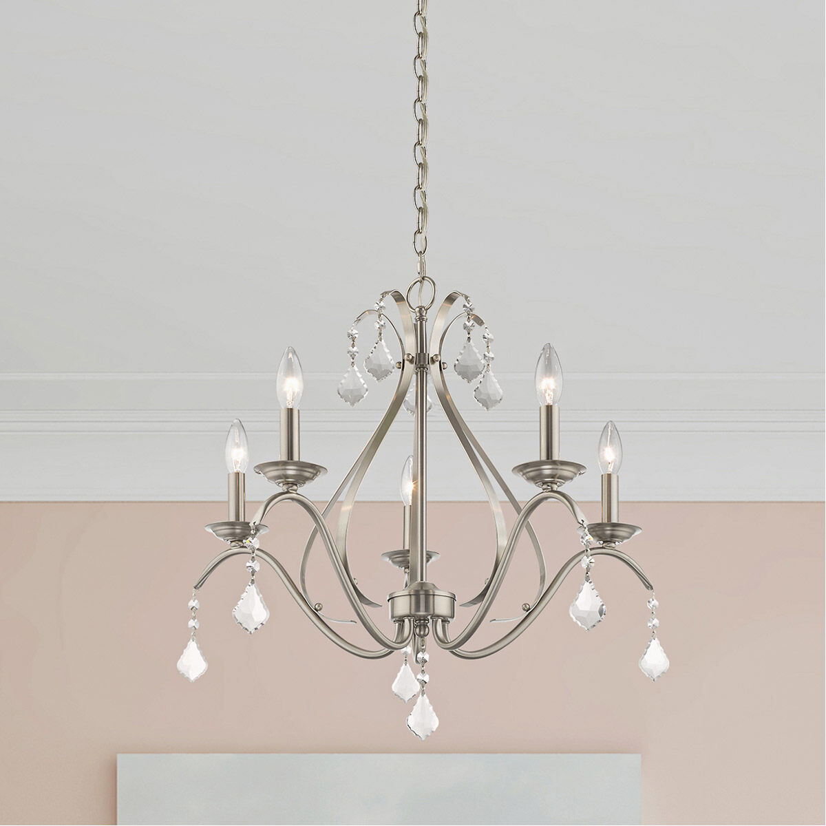 Caterina 5 Light 24 inch Brushed Nickel Chandelier Ceiling Light