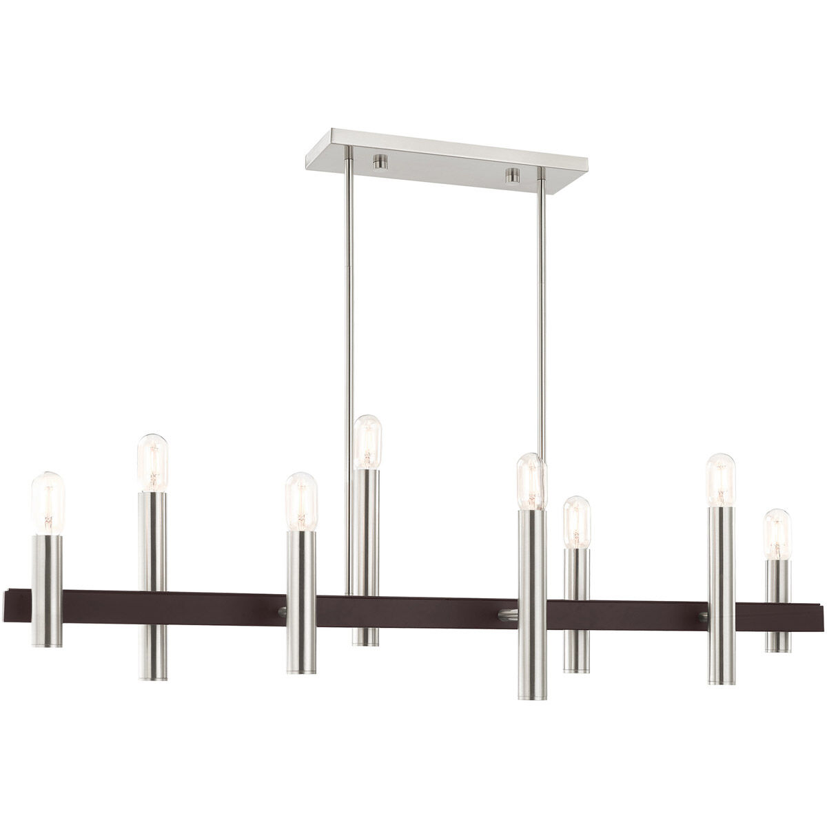 Helsinki 8 Light 10 inch Brushed Nickel with Bronze Accents Chandelier Ceiling Light