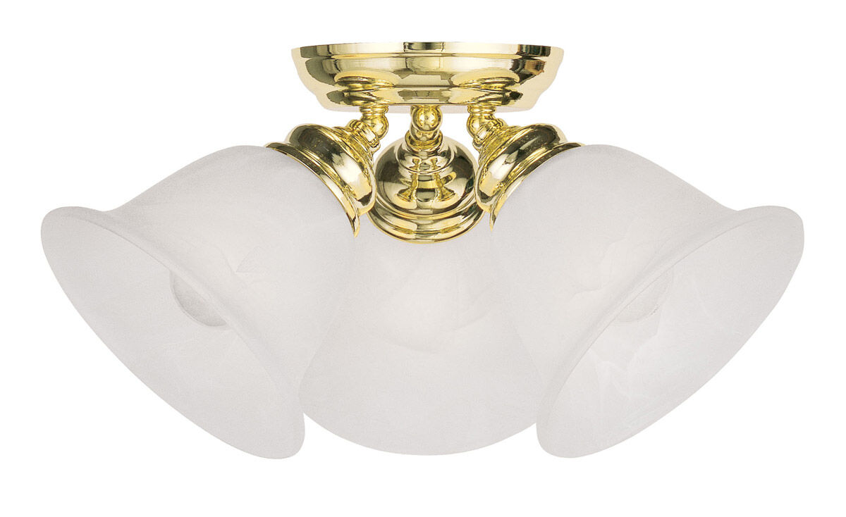 Essex 3 Light 15 inch Polished Brass Semi-Flush Mount Ceiling Light