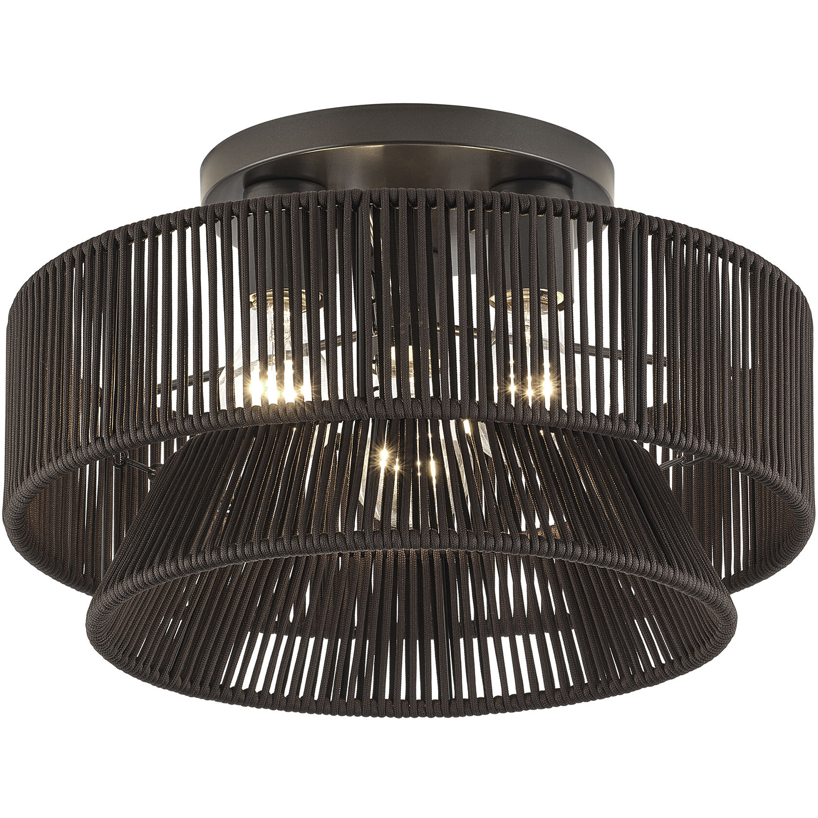 Florell 3 Light 15 inch English Bronze Semi Flush Mount Ceiling Light, Large