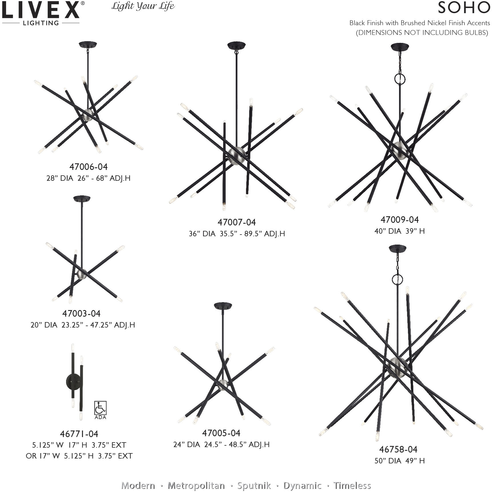 Soho 8 Light 24 inch Black Chandelier Ceiling Light