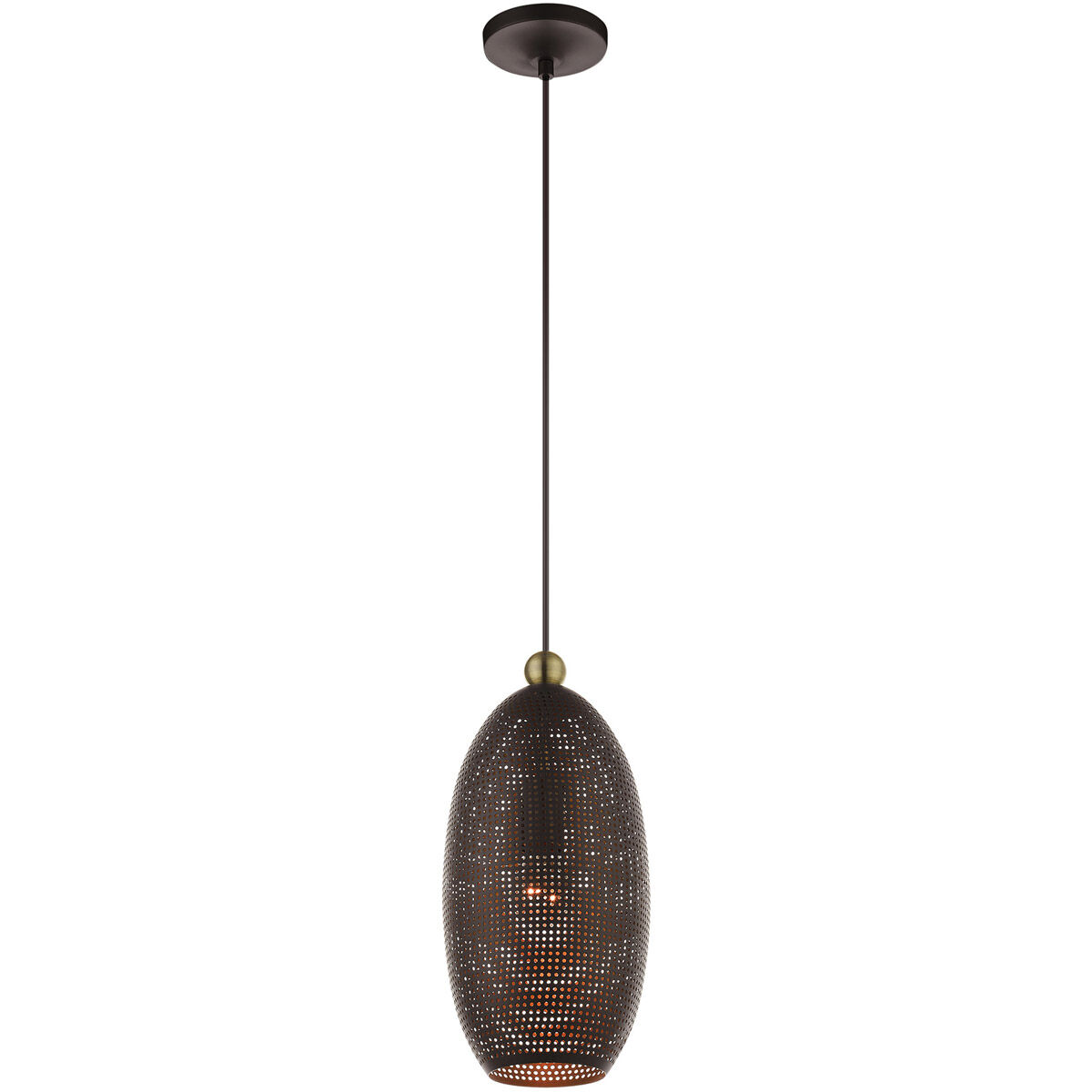 Dublin 1 Light 7 inch Bronze with Antique Brass Accents Pendant Ceiling Light