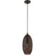 Dublin 1 Light 7 inch Bronze with Antique Brass Accents Pendant Ceiling Light