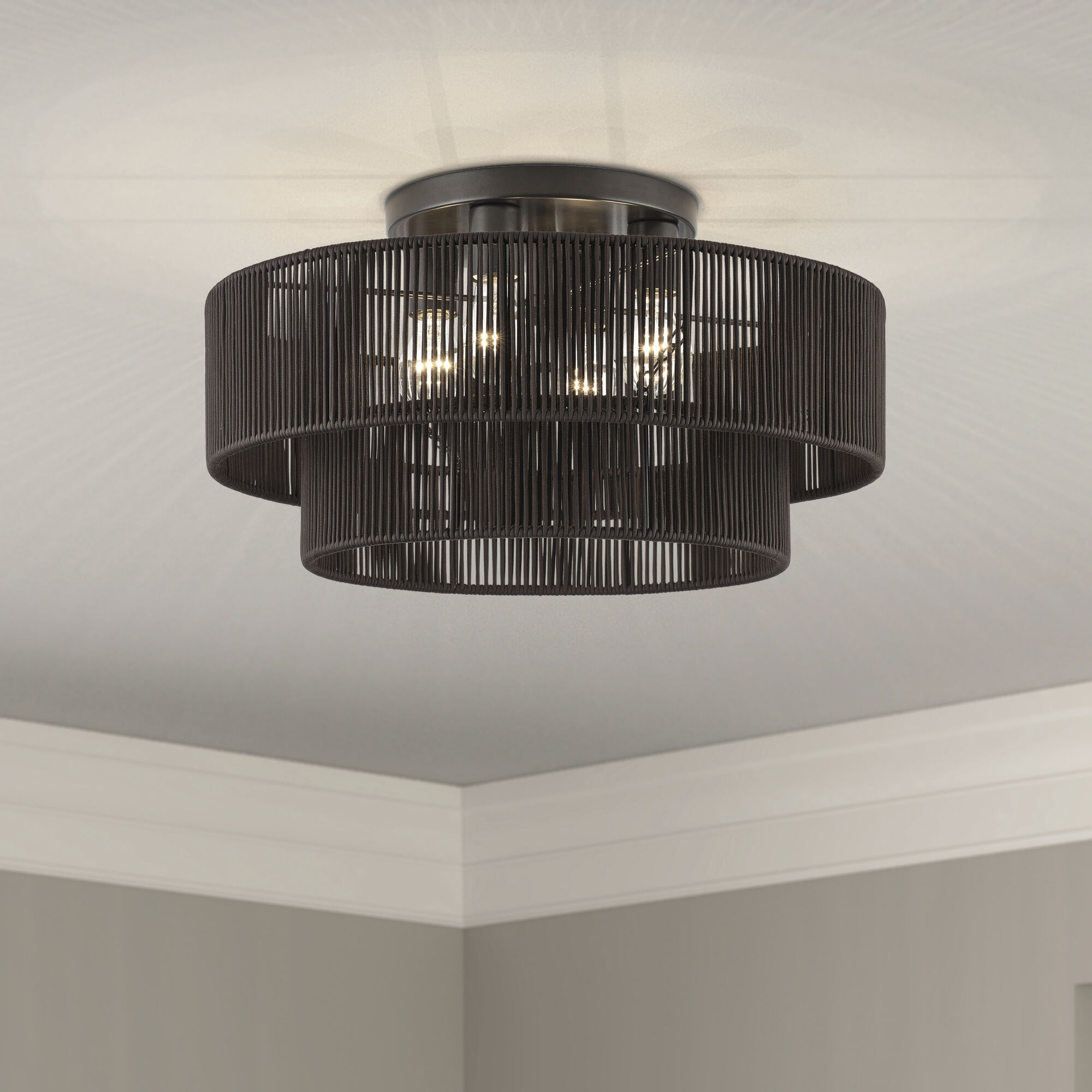 Acordia 4 Light 21 inch English Bronze Semi Flush Mount Ceiling Light, Extra Large