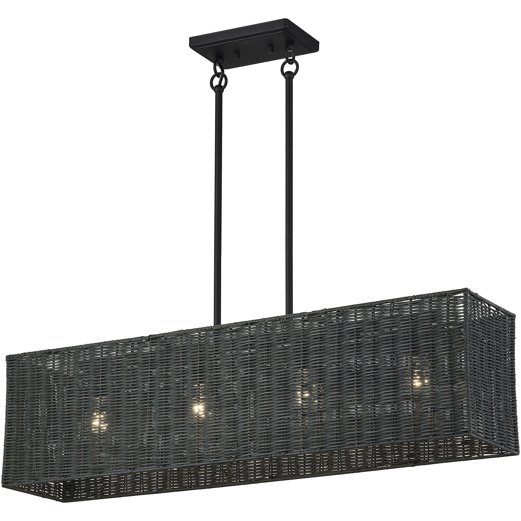 Weavington 4 Light 36 inch Black Linear Chandelier Ceiling Light, Large