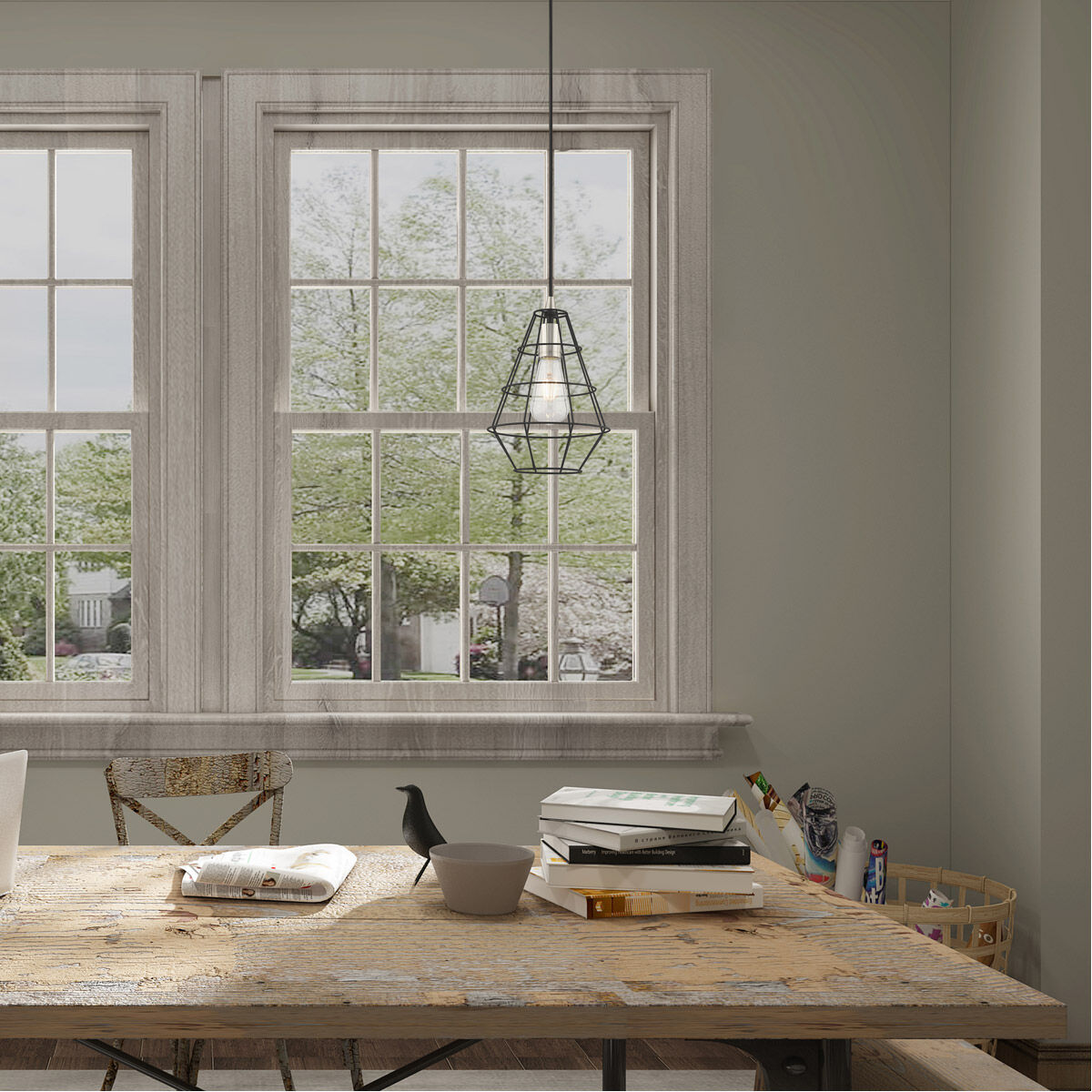 Geometric 1 Light 7.75 inch Black Mini Pendant Ceiling Light