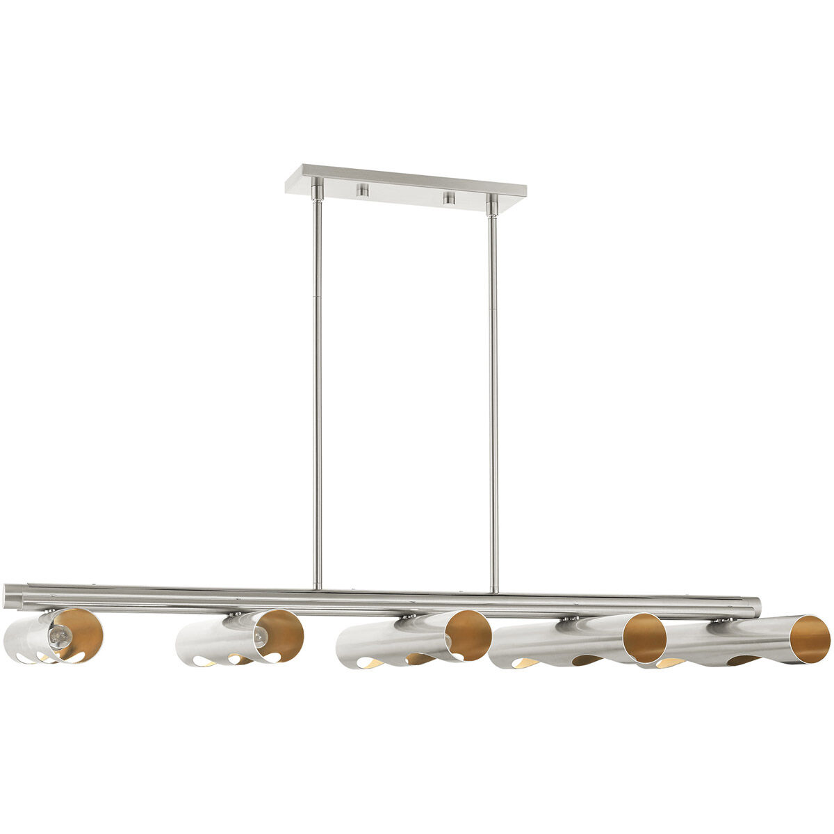 Novato 10 Light 50 inch Brushed Nickel Linear Chandelier Ceiling Light