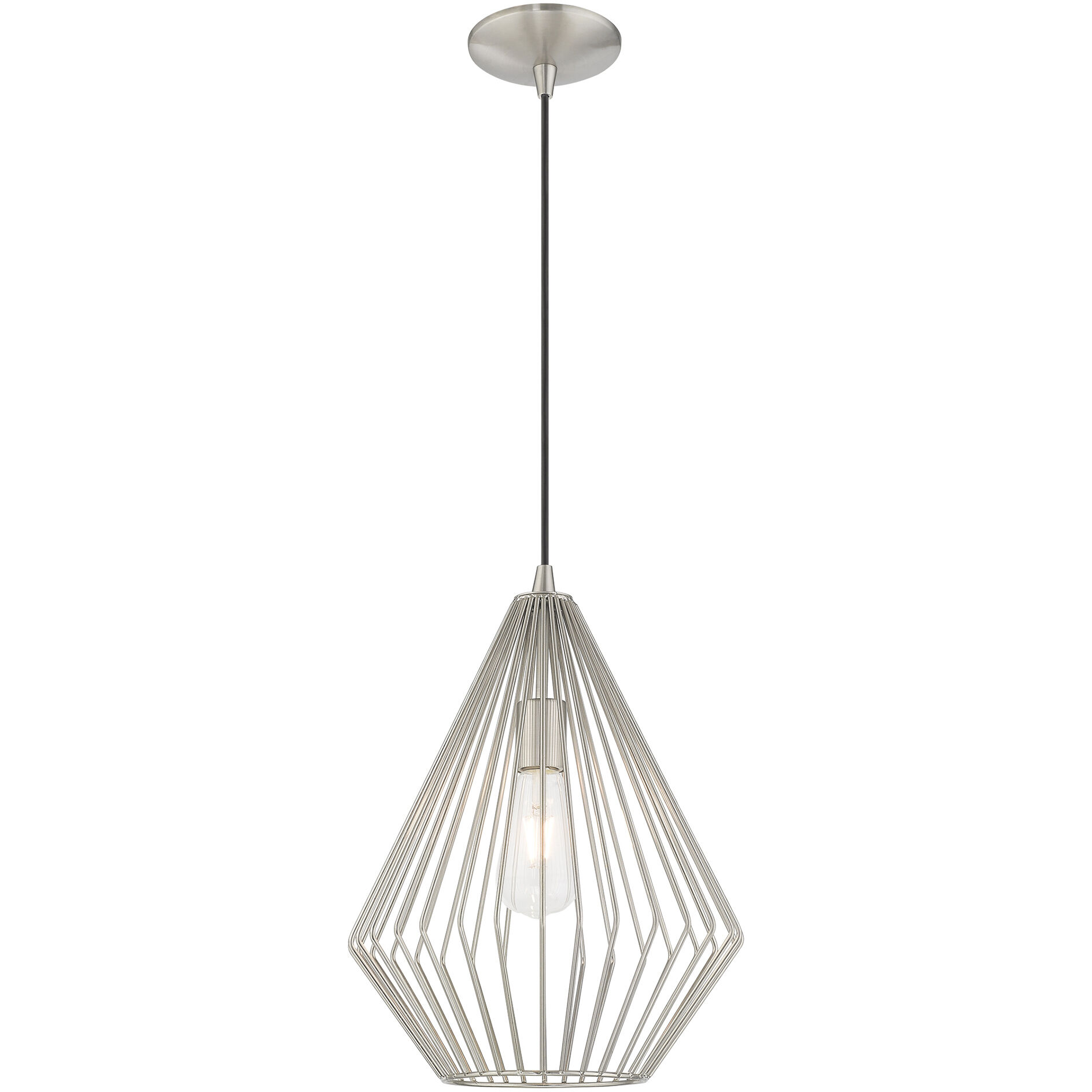 Geometric 1 Light 12 inch Brushed Nickel Mini Pendant Ceiling Light