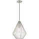 Geometric 1 Light 12 inch Brushed Nickel Mini Pendant Ceiling Light