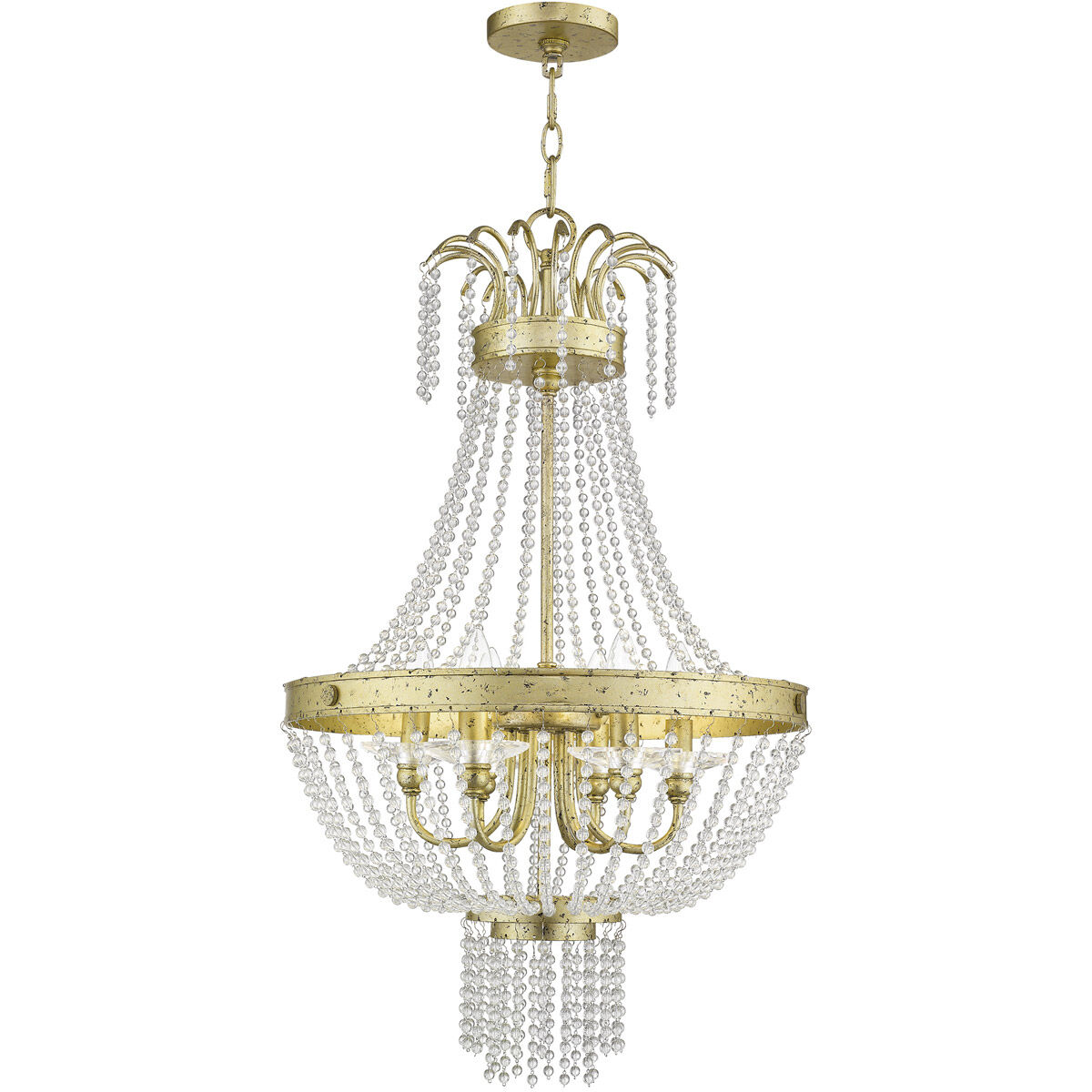 Valentina 6 Light 18 inch Hand Applied Winter Gold Pendant Ceiling Light