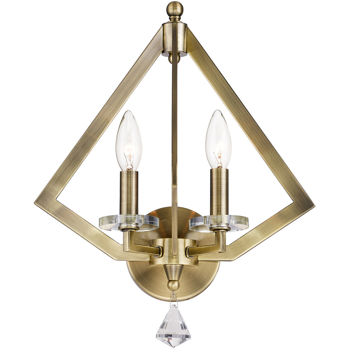 Diamond 2 Light 13 inch Antique Brass Wall Sconce Wall Light