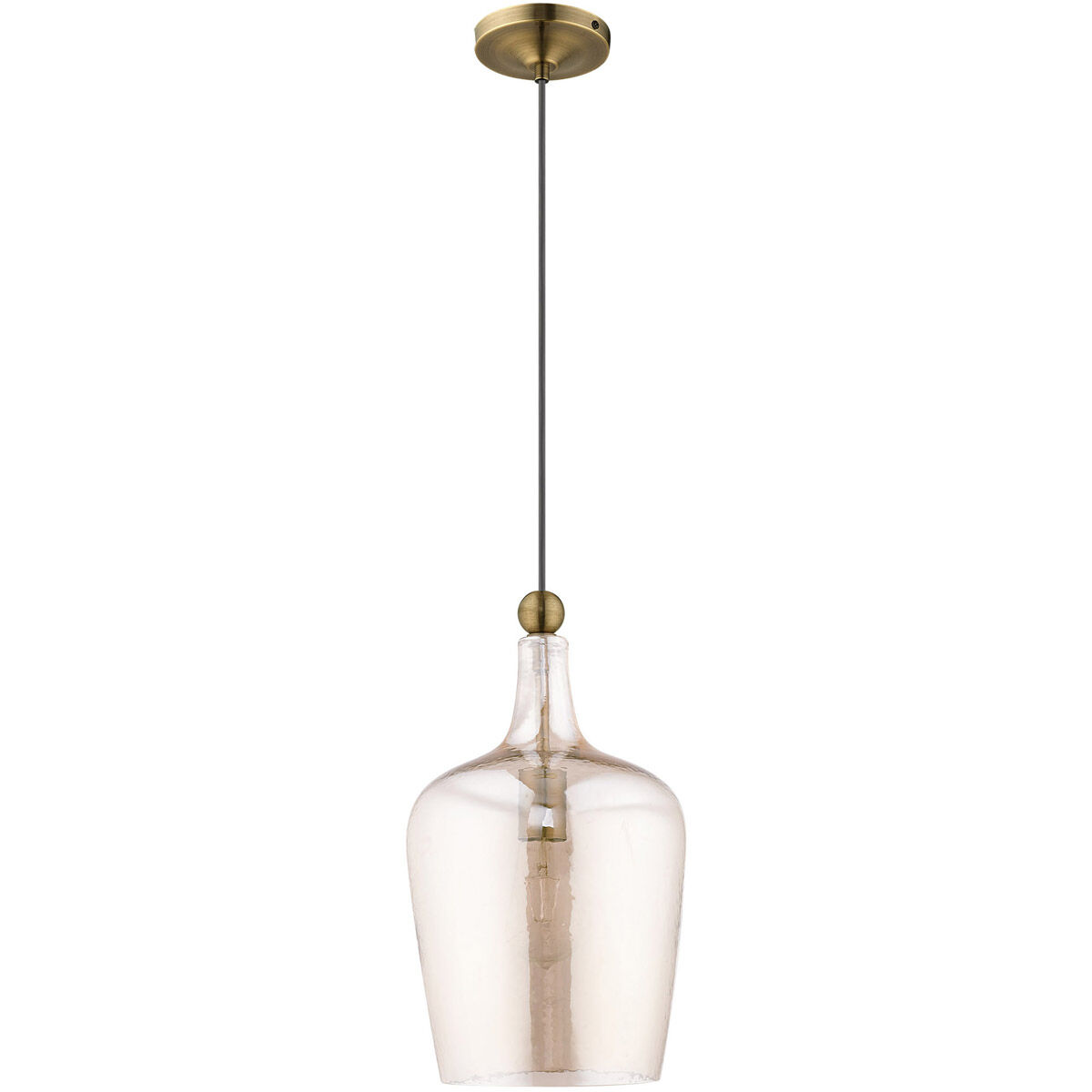 Art Glass 1 Light 9 inch Antique Brass Mini Pendant Ceiling Light