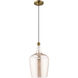 Art Glass 1 Light 9 inch Antique Brass Mini Pendant Ceiling Light